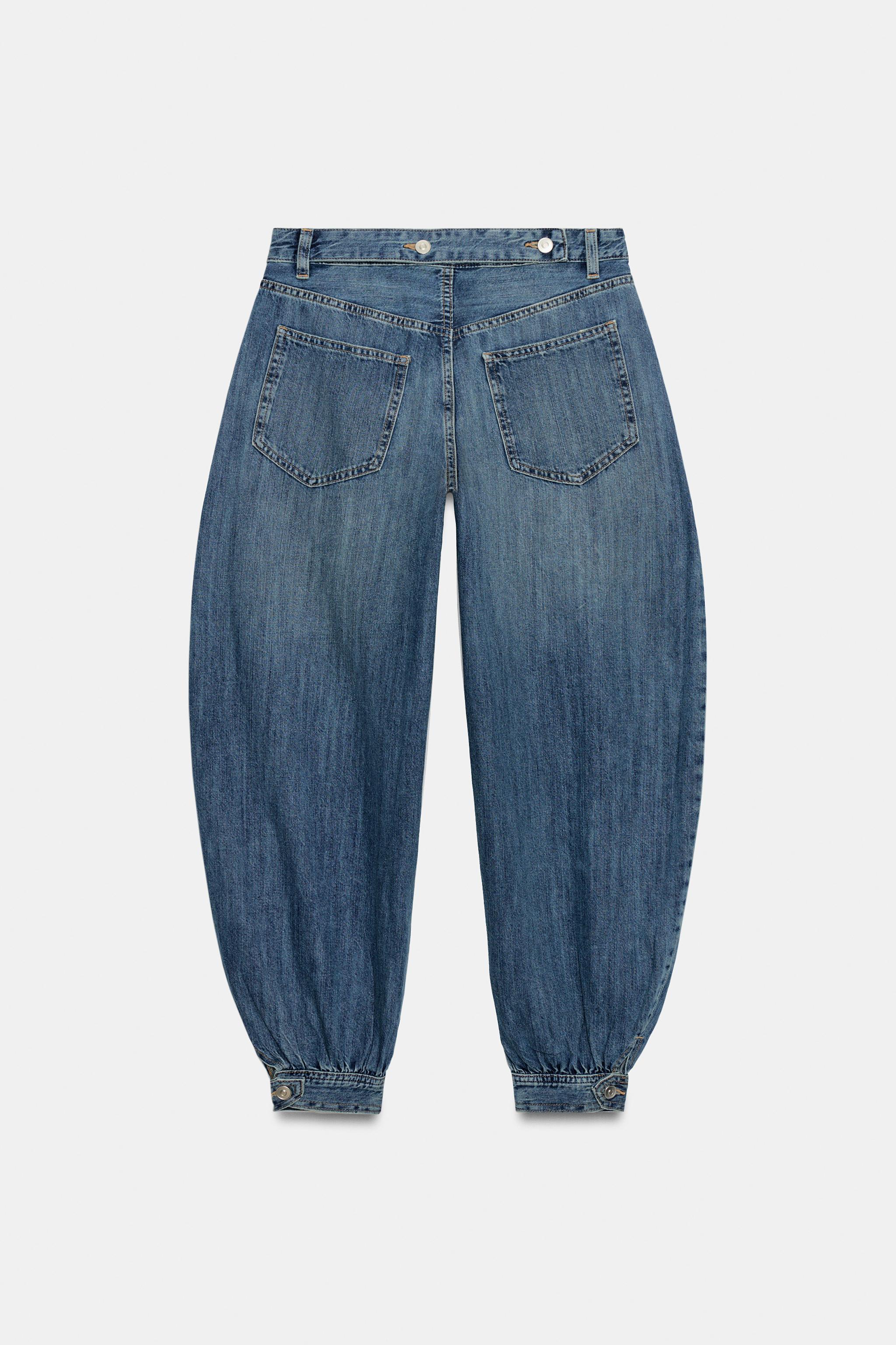 TRF MID-RISE BALLOON JEANS WITH BUTTON TABS